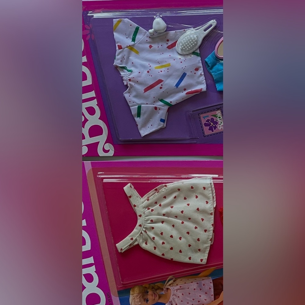 Vintage 1990 Barbie Dream Wear Fashions Lot of 3 NRFB Pajamas Hearts Stripe Gown - Picture 3 of 4
